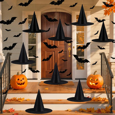 Halloween Decorations Black Witch Hats, 8 Pack Hanging Witches Hats  32Pcs 3D B