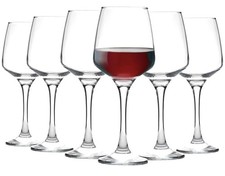 Set Of 6 Red Wine Glasses Long Stem Party Set 400ml Dishwasher Safe
