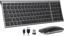 Seenda Rechargeable Wireless Keyboard Mouse, Ultra Thin Low Profile Wireless Key