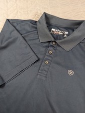 Ariat Tek Heat Series Polo Shirt Mens Medium Navy Blue Performance Active Work