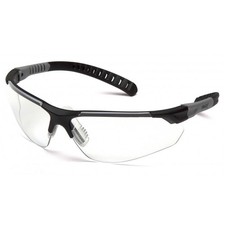 Pyramex Safety Glasses with Clear H2MAX Anti-Fog Lens and Black and Gray Temples