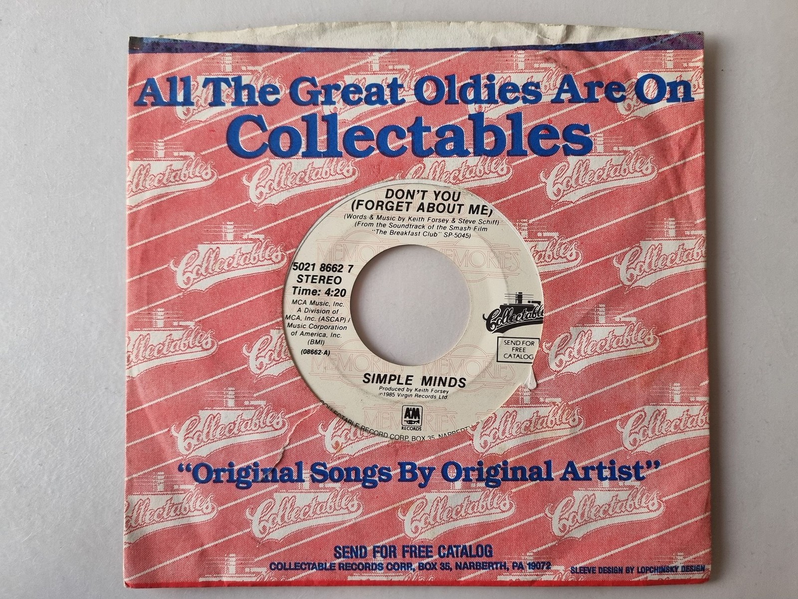 Simple Minds - Don't You (Forget About Me)/ Alive And Kicking 7'' Vinyl US