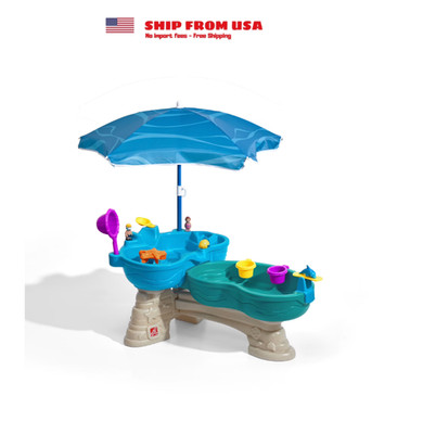 Step2 Spill & Splash Seaway Blue Plastic Water Table for Toddlers with 10-piece 