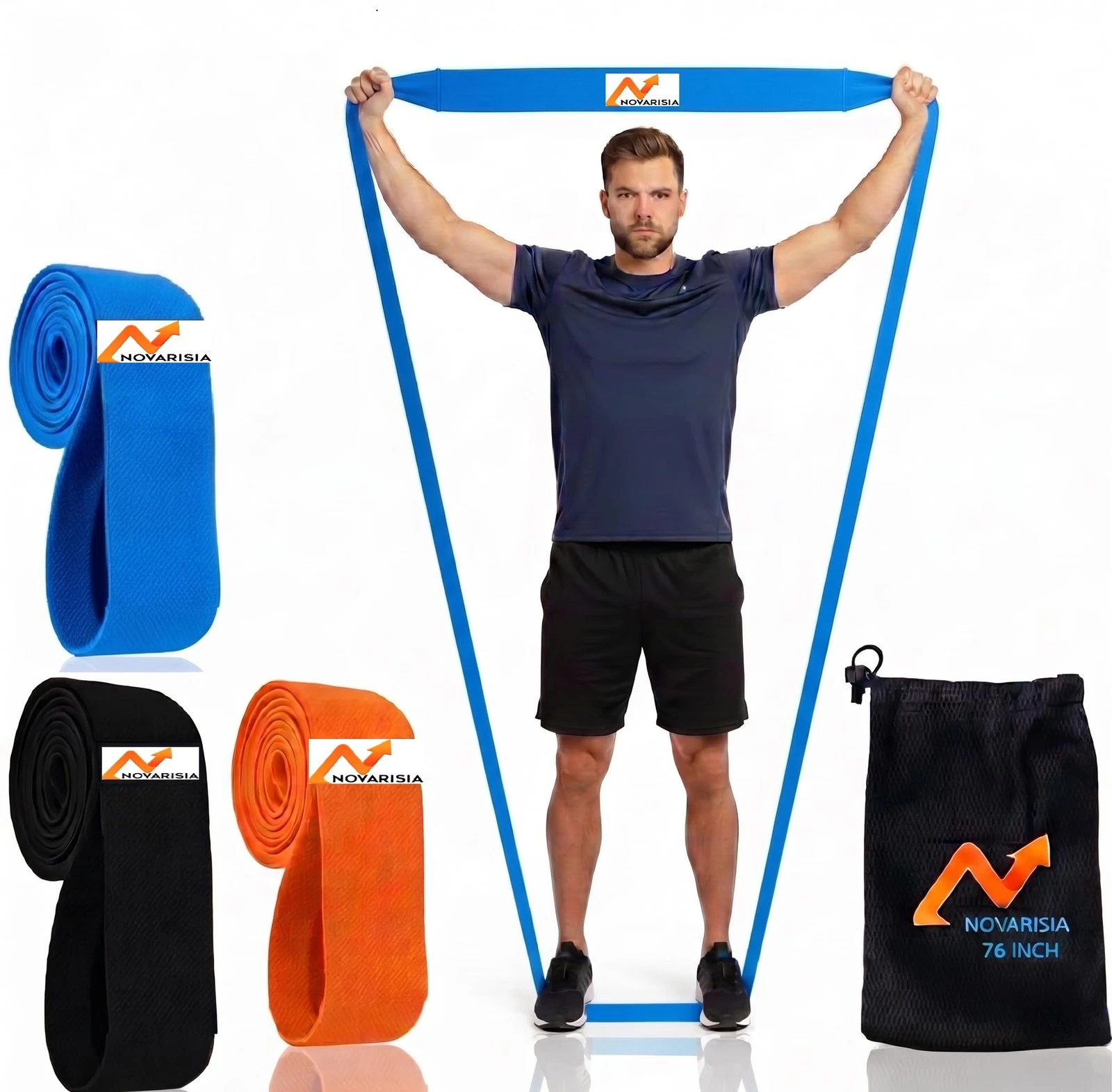 NOVARISIA 76 Inches Fabric Resistance Bands for Women and Men NonSlip, Durab...