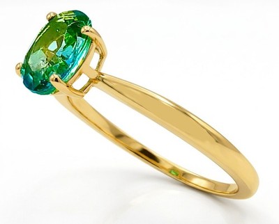 GENUINE 1.02 Cts GREEN FLUORITE RING SOLID 10K YELLOW GOLD - Free Appraisal- NWT