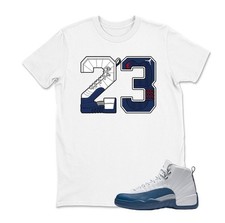 23 Shirt to match Air jd 12 French Blue Sneaker BLACK/WHITE