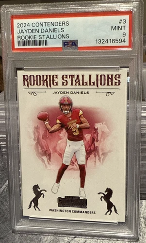 JAYDEN DANIELS 2024 PANINI CONTENDERS ROOKIE STALLIONS BASE #3 PSA 9
