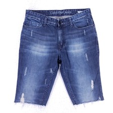 Calvin Klein Jean Shorts Denim Cotton Men SZ 32 Blue Straight Stretch VTG 90s