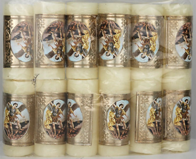 San Miguel Arcángel  Mini Cirio 3'' x 1'' 3/8 Set De 12 Pcs  St. Michael Archangel