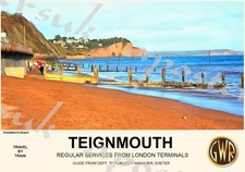 Vintage Style Railway Poster Teignmouth Devon A4/A3/A2 Print