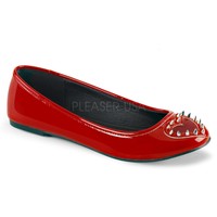 Demonia Star 24 Ladies Shoes Ballet Flat Studded Spike Heart Silver Red Patent Demonia Star 24 Ladies Shoes Ballet Flat Studded Spike Heart Silver Red Patent