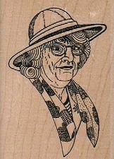 Lady With Hat And Scarf 2 1/4 x 3" Rubber Stamp, Woman Stamp, People Stamp
