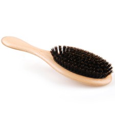 Hair Brush W/Boar Bristle Natural Wooden Handle Large Paddle Hairbrush USA H6V5