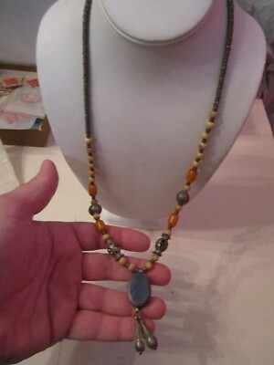 VINTAGE ARTISAN CRAFTED BEADED NECKLACE - 26'' LONG - OFC-12