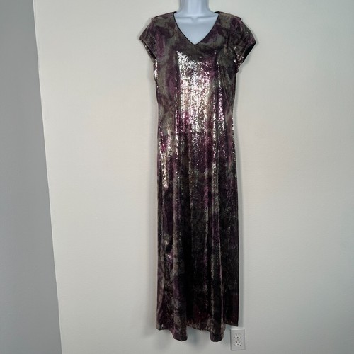 Naeem Khan Timeless Sequined Maxi Dress Sz M Ball Gown Wedding Formal Stretch - Picture 19 of 19