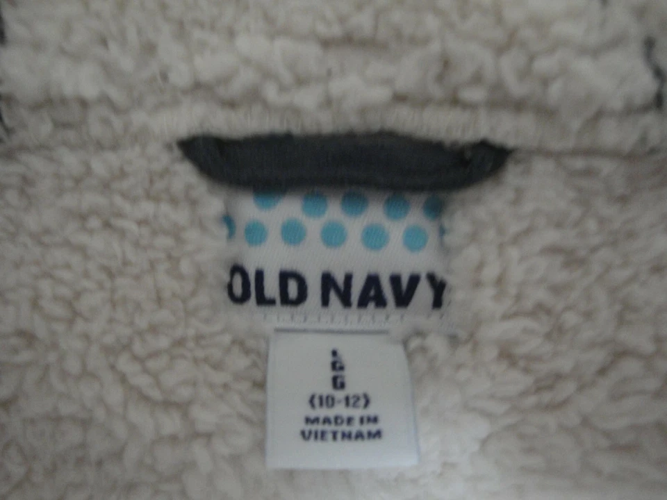 ❄️Old Navy Faux-Suede Sherpa Grey Hooded size 10/12 Lightweight Jacket - Image 4 of 4