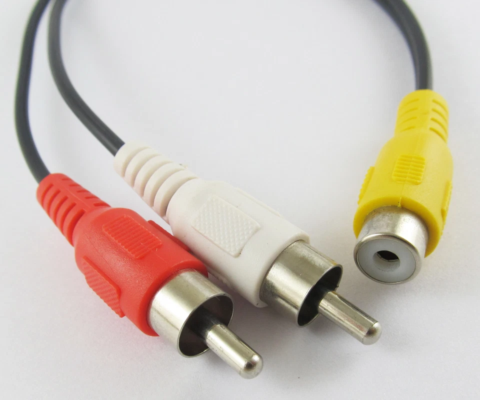 5pcs RCA Female to 2 RCA Male Plug Y Splitter Audio Video AV Adapter Cable 28cm - Image 3 of 4