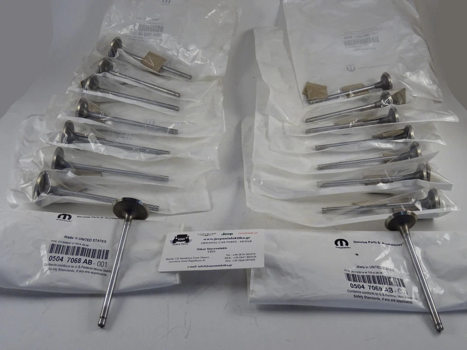 Juego de 8 válvulas de escape y 8 válvulas de admisión Jeep Compass/Patriot MK 07-17 nuevo OEM Mopar Foto 2 de 4