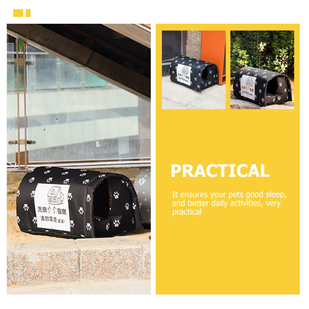 Set of 2 Fabric Rainproof Warm Dog Kennel Outdoor Cat House eBay