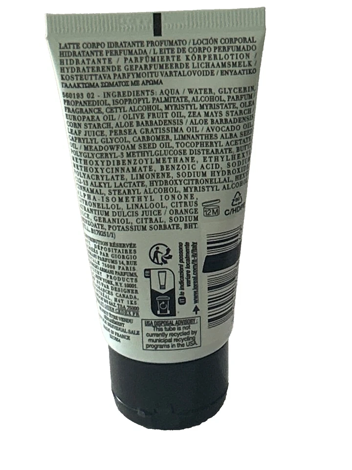 Loção Corporal Perfumada Hidratante Giorgio Armani Acqua Di Gioia 50ml Nova Sem Caixa - Imagem 2 de 2