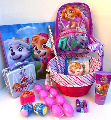 Paw Patrol Girls Easter Basket Blind Eggs Lip Balm Tin Tote Bag Light Beach Toys