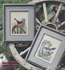 BACKYARD VISITORS--4 Designs--Birds--Flowers-Wheel--Counted Cross Stitch Pattern