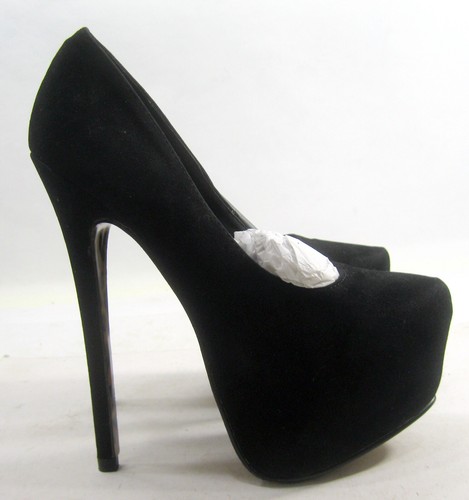 NEU schwarze Damenschuhe 6,5 Zoll Stilettoabsatz 2 Zoll Plateau runde Spitze Größe 6
