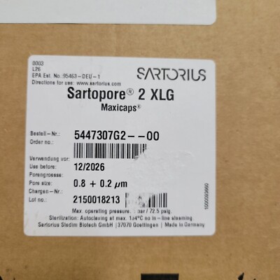 20'' Sartorius 5447307G2--OO Sartopore 2 XLG Maxicaps 0.8 + 0.2µm  hose barb 1/2''