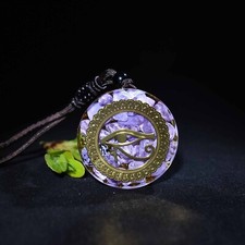 Orgonite Necklace Natural Charoite Spiritual Energy Healing Crystal Pendant