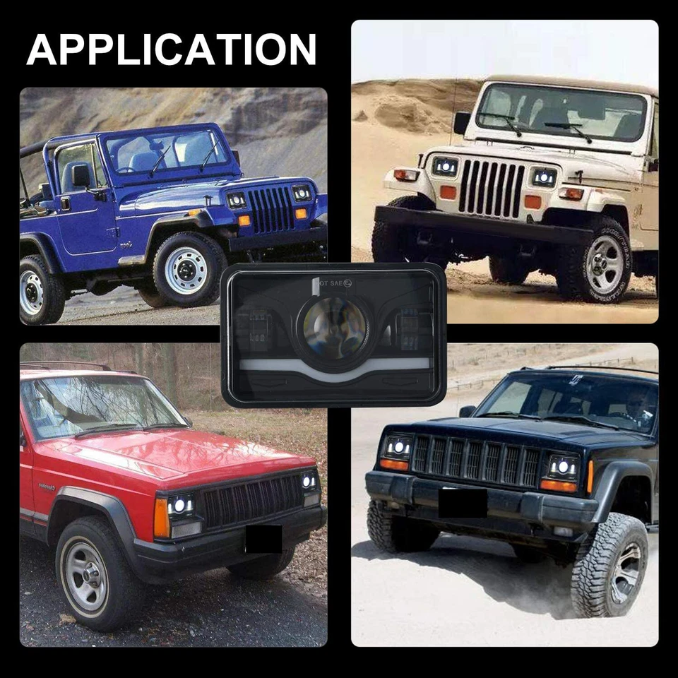 Faro LED de haz alto bajo rojo de 4"X6" para camioneta Chevy C10 81-1987 Ford Foto 3 de 4