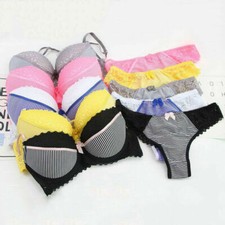 Lingerie Thong Bra Sets Sexy Lace Push Up Bra Set Blue Women LadiesUnderwear