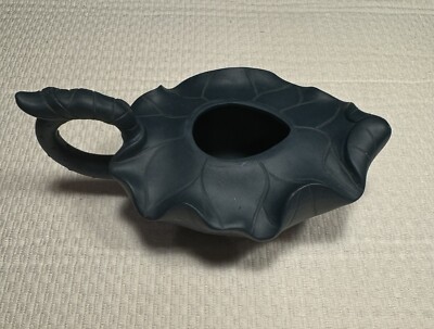 Vintage Chinese Yixing Zisha blue teapot, lotus leaf, Clay MISSING FROG LID