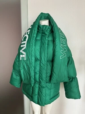 Jacke Steppjacke Winter Gr 34 36 38 XS Oversize Ski Schal Abnehmbar Grün - Bild 1 von 4