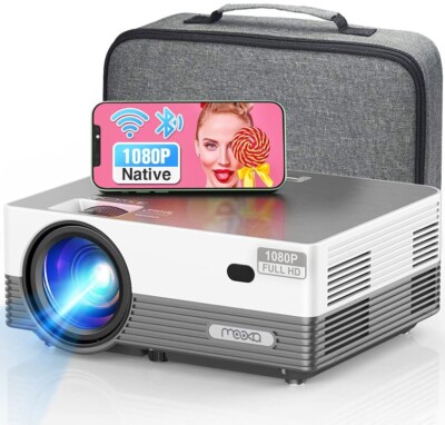 MOOKA Q6 Native 1080P WiFi Bluetooth Projector,Upgraded 8500L HD Video Projector