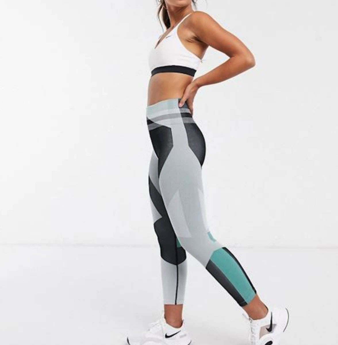 NWT$100 Nike Womens Sculpt Lux Training Tights M 7/8 High Rise Mint  CJ4135-097