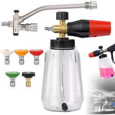 1/4” Pressure Washer Foam Cannon with Dual-Connector Double Tip Attachment USA