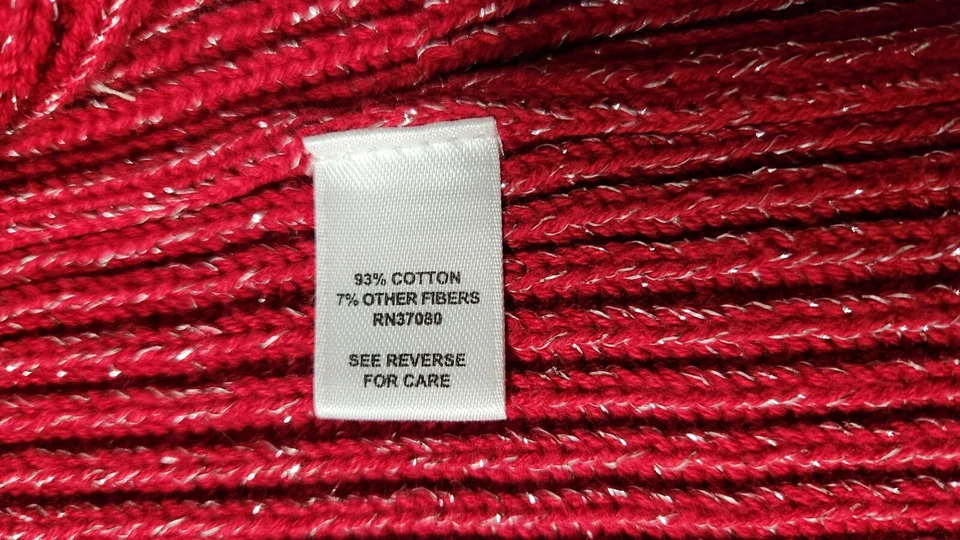 Suéter Rojo Cárdigan Navidad Brillante Plateado Mujer Manga Top Cálido Tejido Pequeño Foto 4 de 4