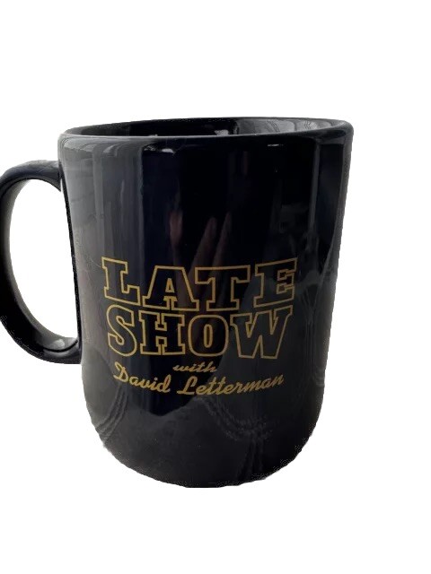 Late Show with David Letterman Cobalt Blue Coffee Mug 2-Sided Great Condition!