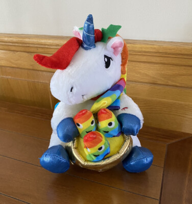 Gemmy Animated Musical Plush Toy 12” Rainbow Unicorn Christmas Deck the  Halls!!!