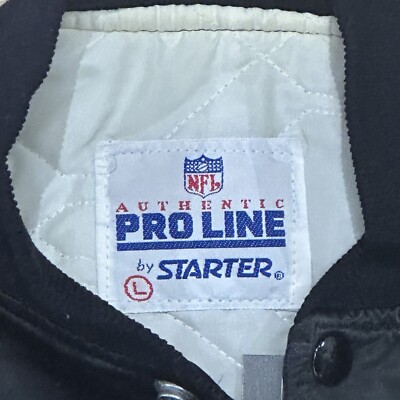 Vintage 1980s Raiders Jacket Large Black Starter Satin NFL Pro