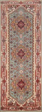 Heriz Serapi Indian Hand-Knotted Runner Rug Wool for Hallway 3x8 ft.