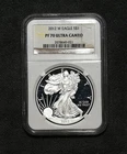 2012-W American Silver Eagle 1 Oz PF70 UCAM NGC Brown Label