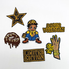 New 6PC Embroidered Logo Iron-on Patch Set /Star/Hand/Lips