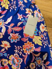 Halogen Women's Blue Floral Wide Legs Pull-On Pants, S, NWT