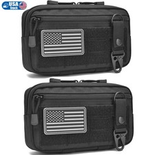 2 Pack Tactical Molle Pouch with US Flag Patch Keychain EDC Tool Bag