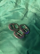 3 Vintage Belt Buckles BRASS w Anchor Mark on Back Silver Tone