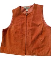 Vintage 80 s Retro Marsh Landing Orange Leather Sueded Women s Lined Vest