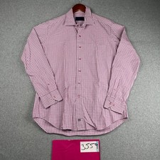 David Donahue Shirt Large Purple Check Button Up Long Sleeve Casual Men
