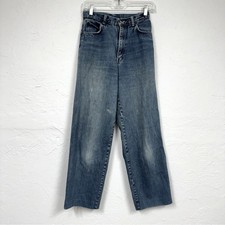 Vintage Wide Leg High Rise Jeans Womens 9 Medium Wash Blue Denim