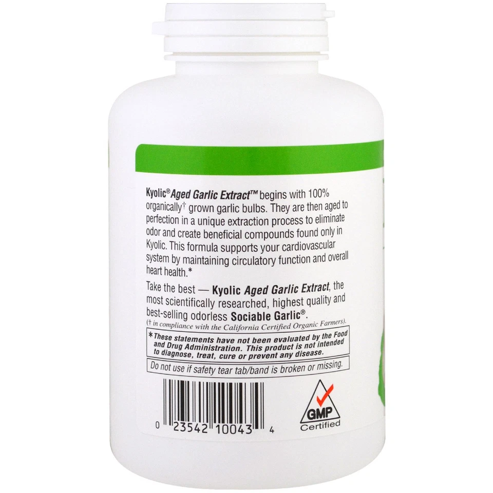 Extracto de ajo envejecido™, salud cardiovascular, fórmula original 100, 300 cápsulas Foto 3 de 3